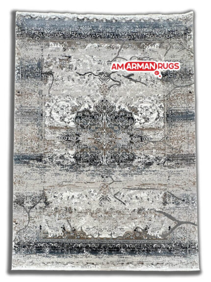 Modern Abstract Rug White, Black, and Brown